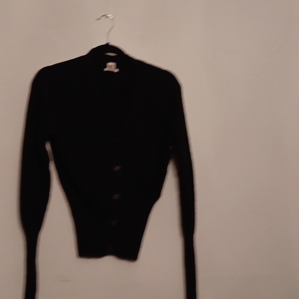 HERMES black cashmere, cable knit mini cardigan